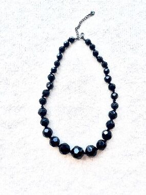 Vintage Carolee Faceted Jet Glass Necklace - Graduated Beaded - 85g